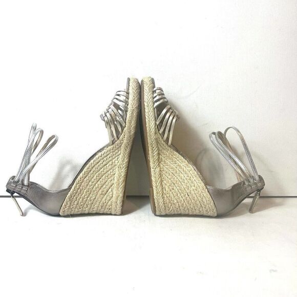 Enzo Angiolini Platform Wedges Ankle Strap Open Toe Sandals Metallic Womens 8.5M - Picture 6 of 14
